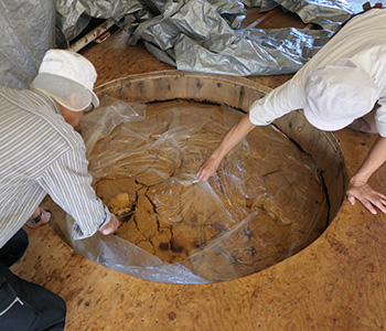 Quality miso in barrel in Ishikawa, Japan (November 2019)