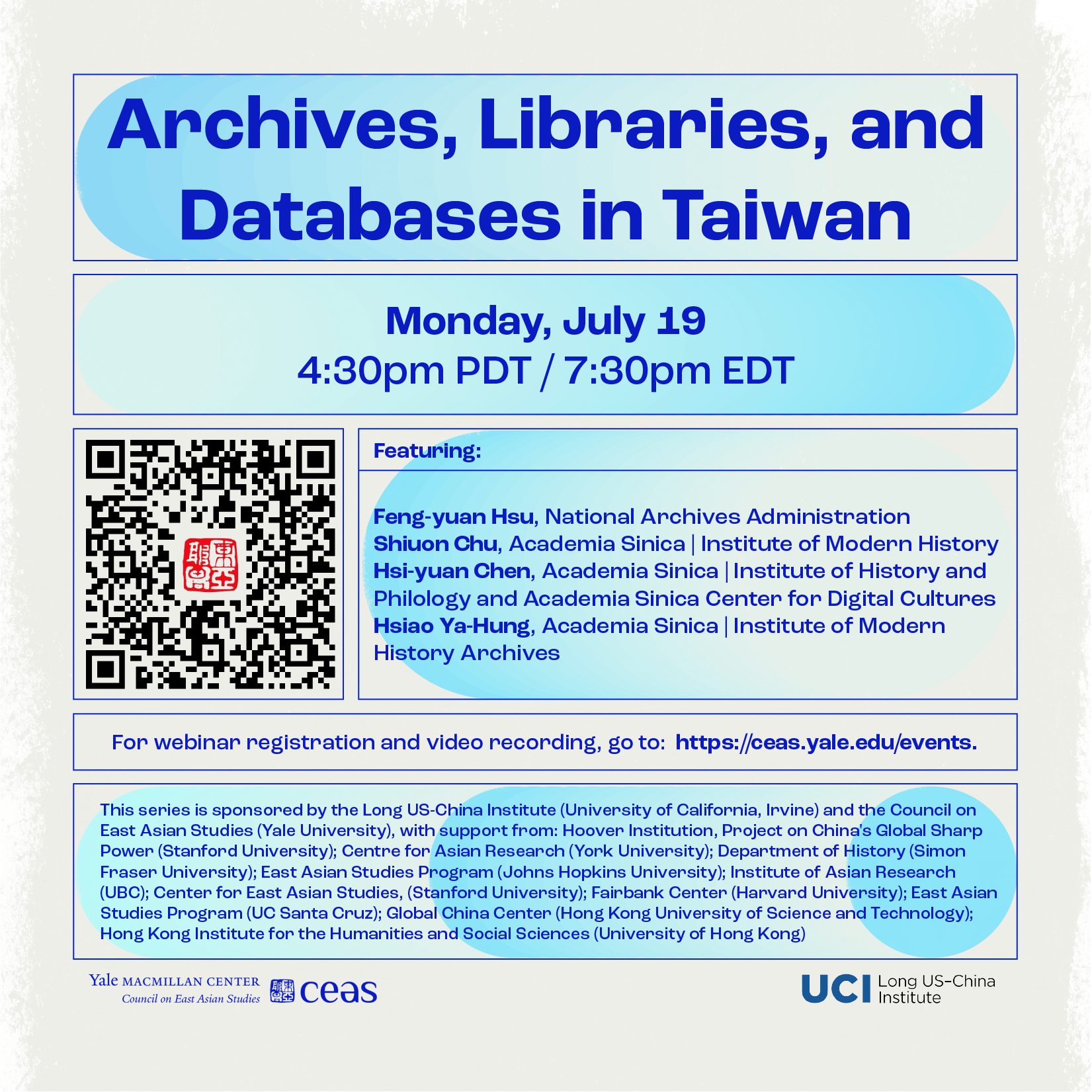 Doing Chinese History (in a New Era) Webinar Series on “Archives, Libraries, and Databases in Taiwan” (July 19, 2021)