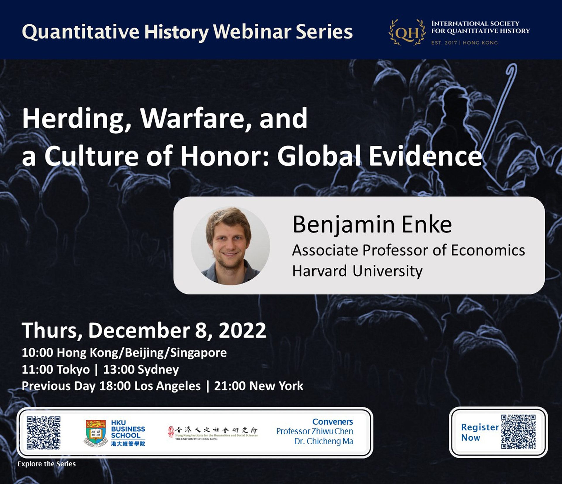 Quantitative History Webinar on “Herding, Warfare, and a Culture of Honor: Global Evidence” by Dr. Benjamin Enke (December 8, 2022)