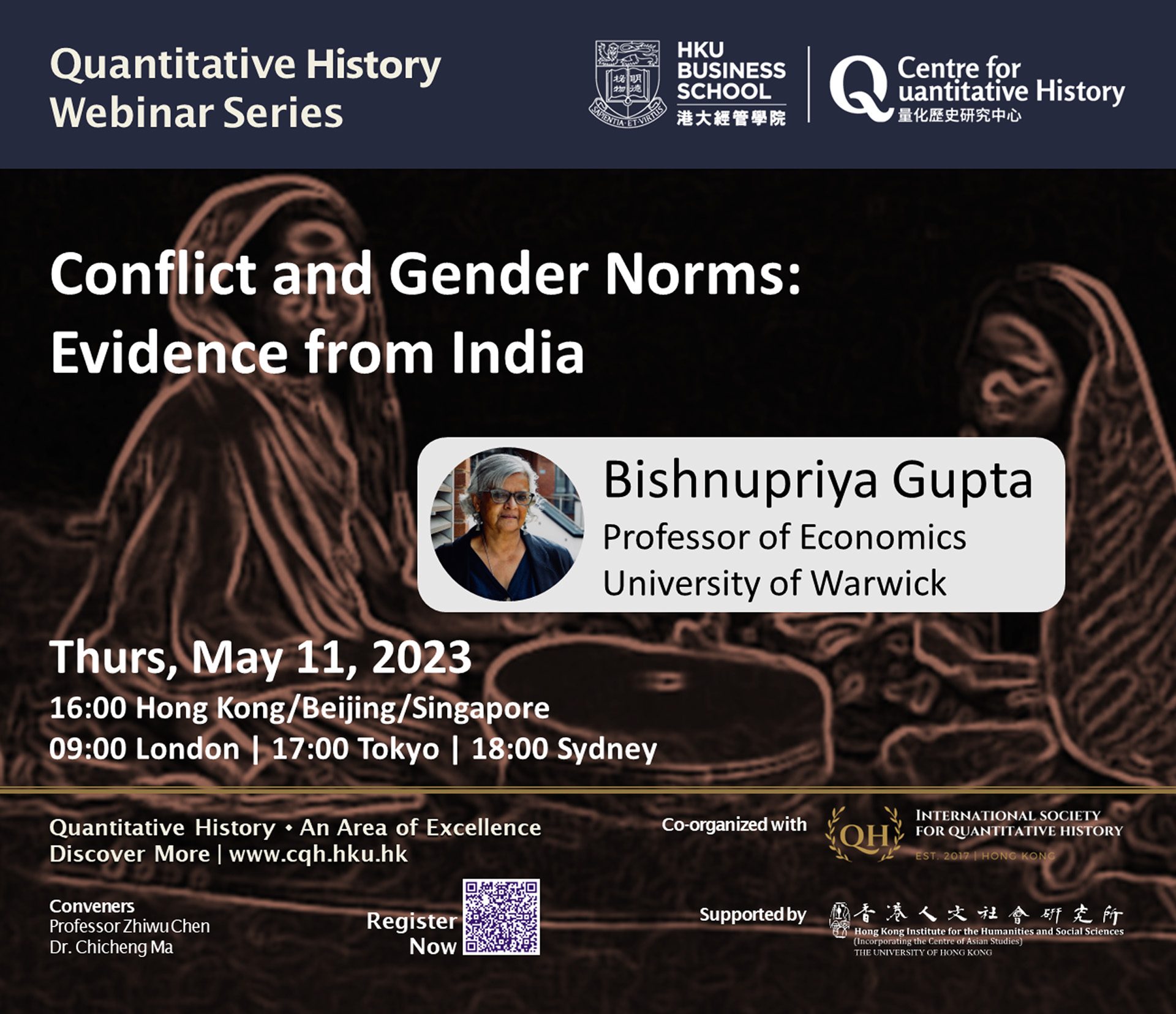 Quantitative History Webinar on “Conflict and Gender Norms: Evidence from India” by Professor Bishnupriya Gupta (May 11, 2023)
